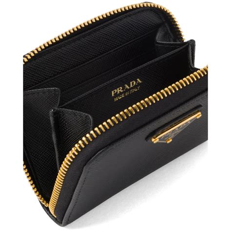 prada saffiano leather card holder chain wristlet|prada saffiano long wallet.